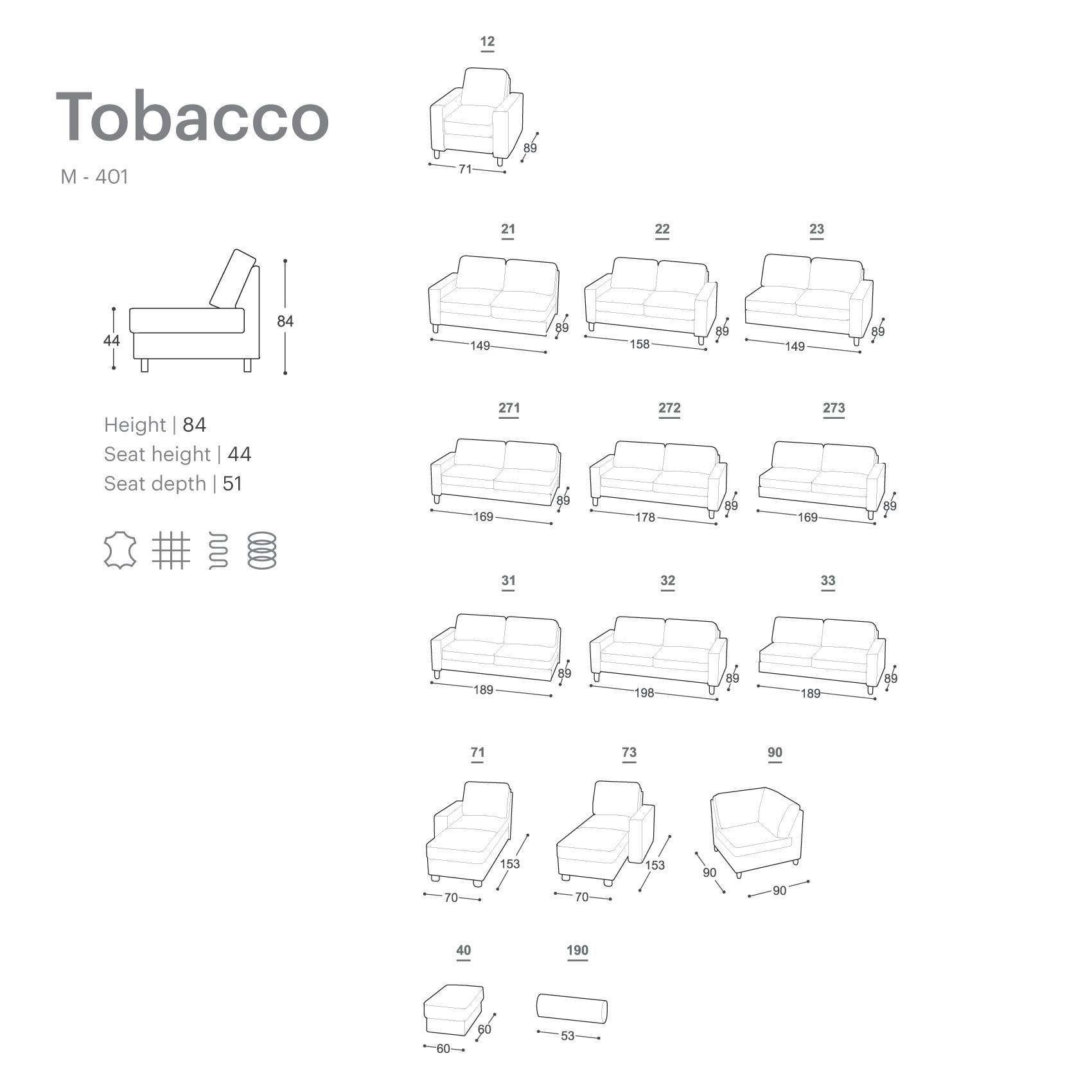 Extraform sjedeće garniture, model Tobacco - segmenti Extraform model Tobacco - segmenti